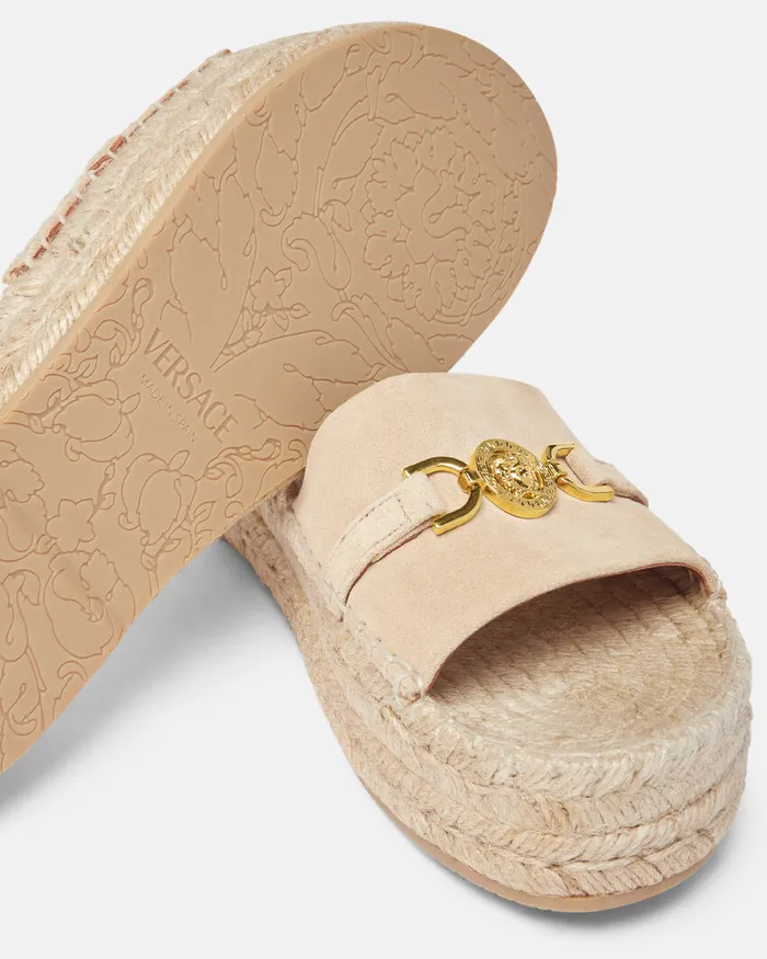 Versace Platforms Women Medusa 03995 Suede Espadrilles 12034 Beige