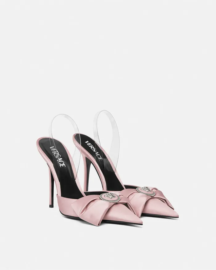 Versace Pumps and Slingbacks Women Alia Satin Slingback Pumps 110 Mm Light Pink