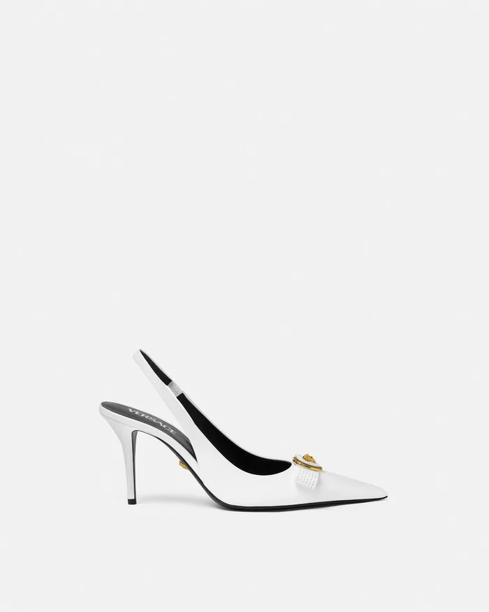 Versace Pumps and Slingbacks Women Gianni Ribbon Slingback Pumps 85 Mm White