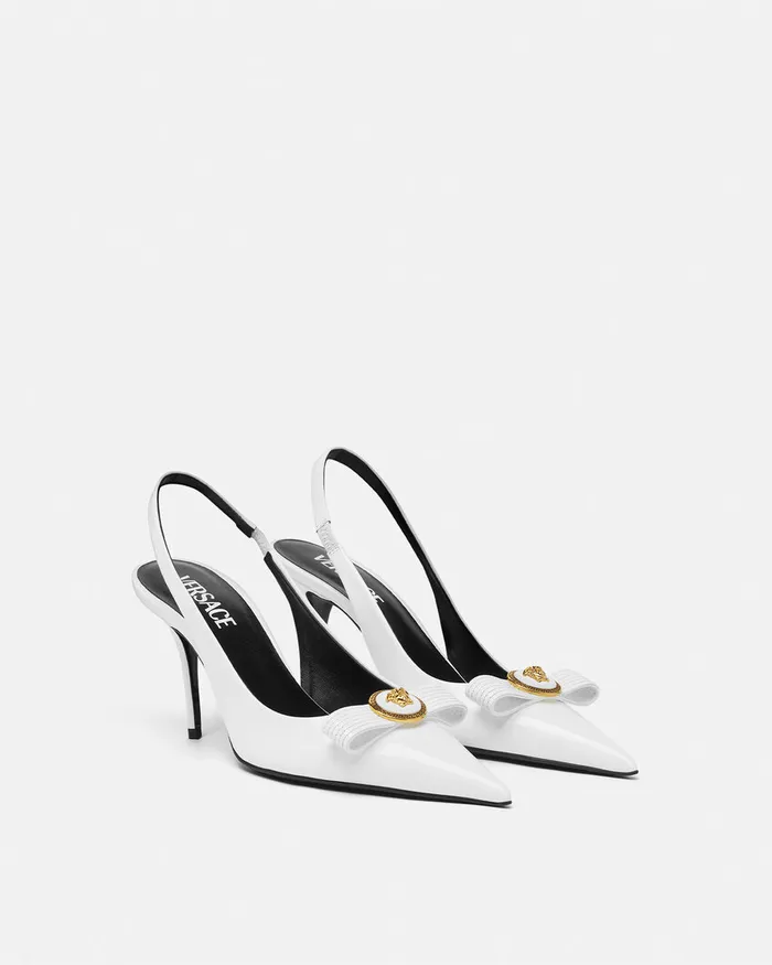 Versace Pumps and Slingbacks Women Gianni Ribbon Slingback Pumps 85 Mm White