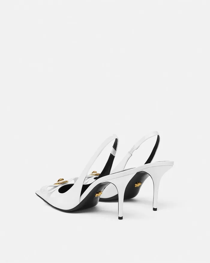 Versace Pumps and Slingbacks Women Gianni Ribbon Slingback Pumps 85 Mm White