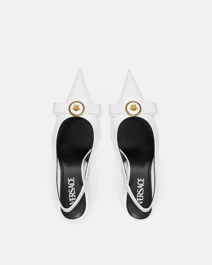 Versace Pumps and Slingbacks Women Gianni Ribbon Slingback Pumps 85 Mm White