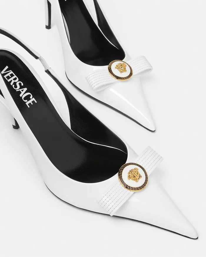 Versace Pumps and Slingbacks Women Gianni Ribbon Slingback Pumps 85 Mm White