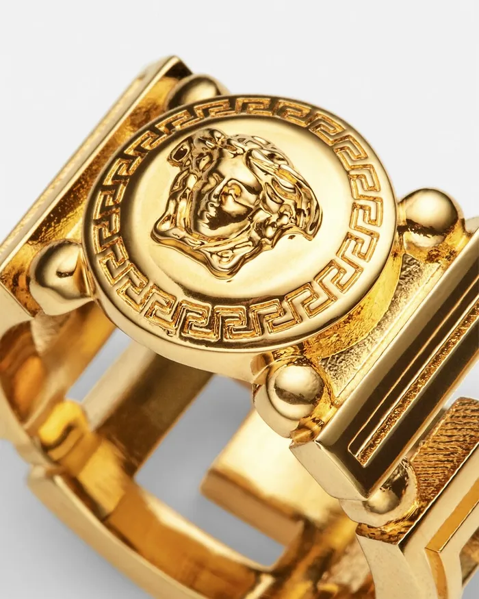Versace Rings WomenMen Medusa Greca Ring Light Gold