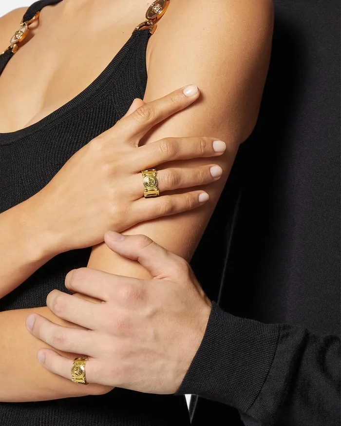 Versace Rings WomenMen Medusa Greca Ring Light Gold