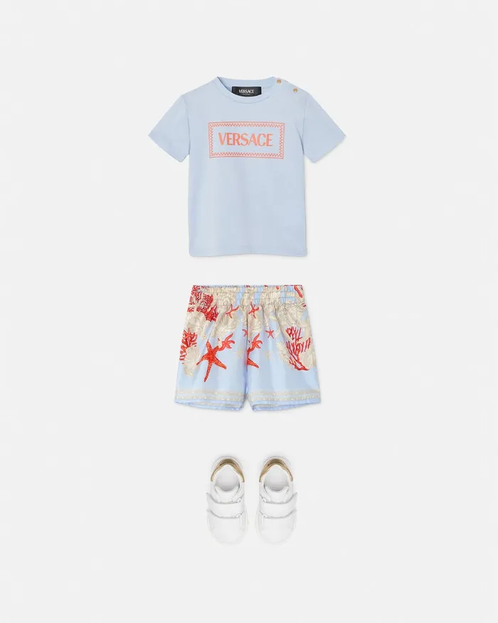 Versace Shirts and Tshirts Kids 90s Vintage Logo Baby TShirt Light Blue