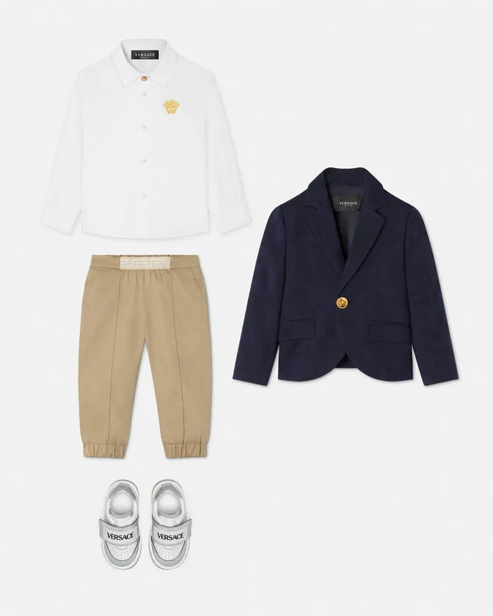 Versace Shirts and Tshirts Kids Embroidered Medusa Baby Shirt Whiteprint