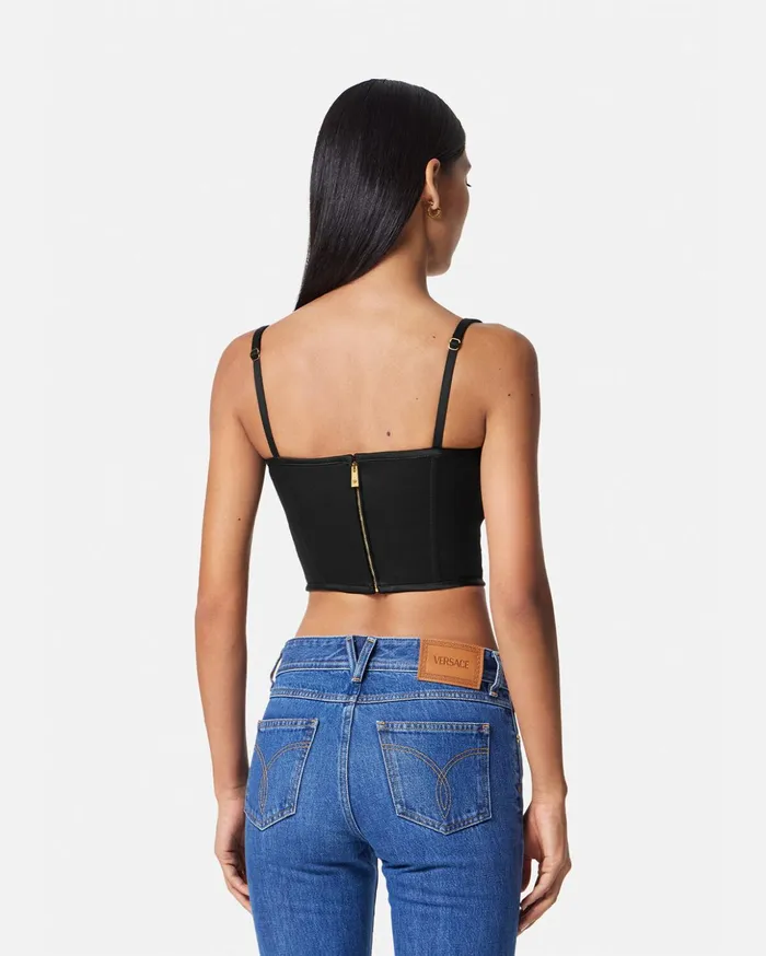Versace Shirts and Tops Women Medusa 03995 Satin Corset Top Black