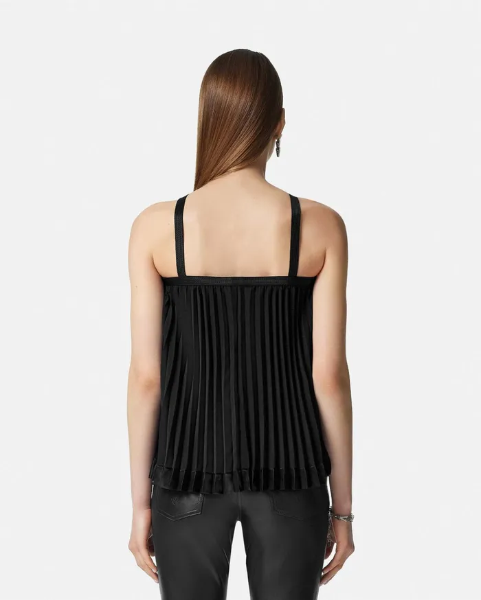 Versace Shirts and Tops Women Pleated Halterneck Top Black
