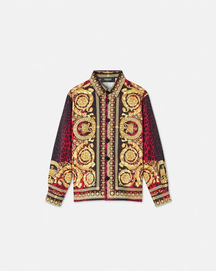 Versace Shirts Kids Wild Barocco Overshirt Printred