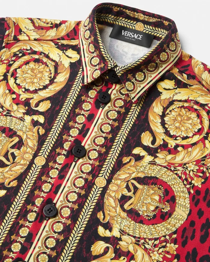 Versace Shirts Kids Wild Barocco Overshirt Printred