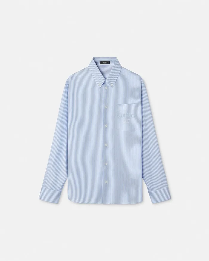 Versace Shirts Men Barocco Sea Striped Shirt Blueprint