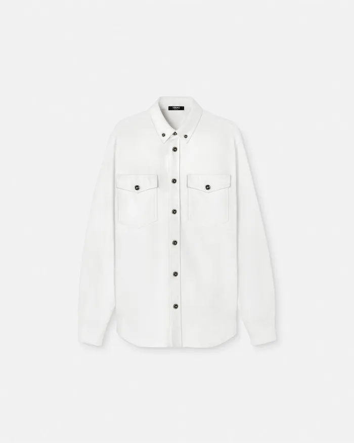 Versace Shirts Men Denim Overshirt White