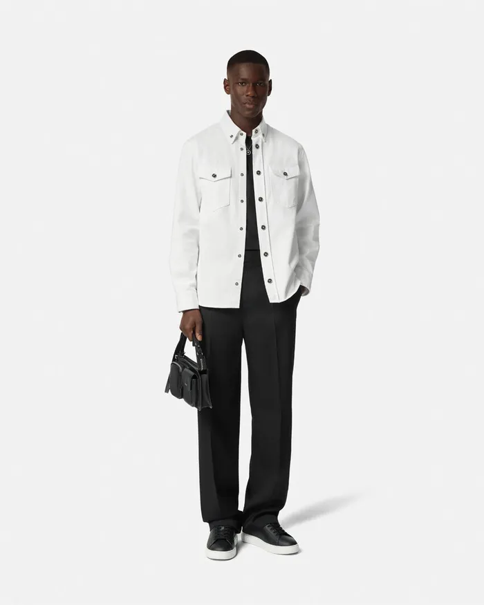 Versace Shirts Men Denim Overshirt White