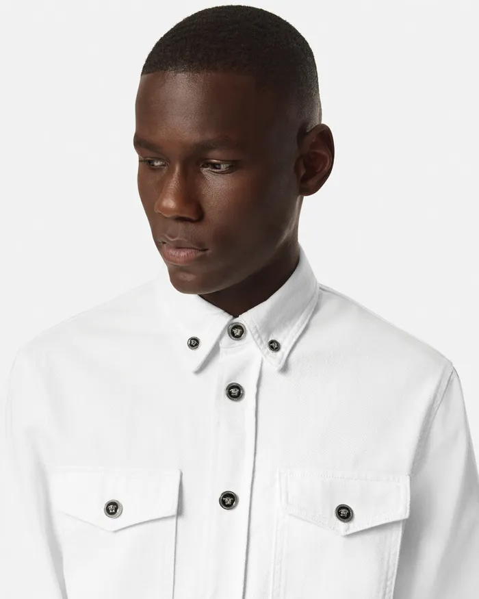 Versace Shirts Men Denim Overshirt White