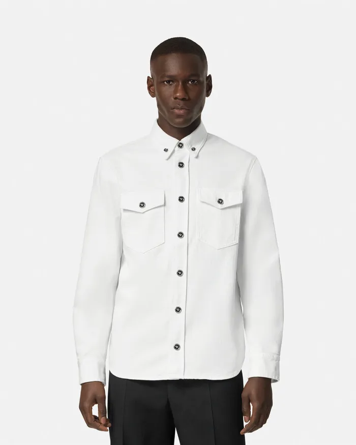 Versace Shirts Men Denim Overshirt White