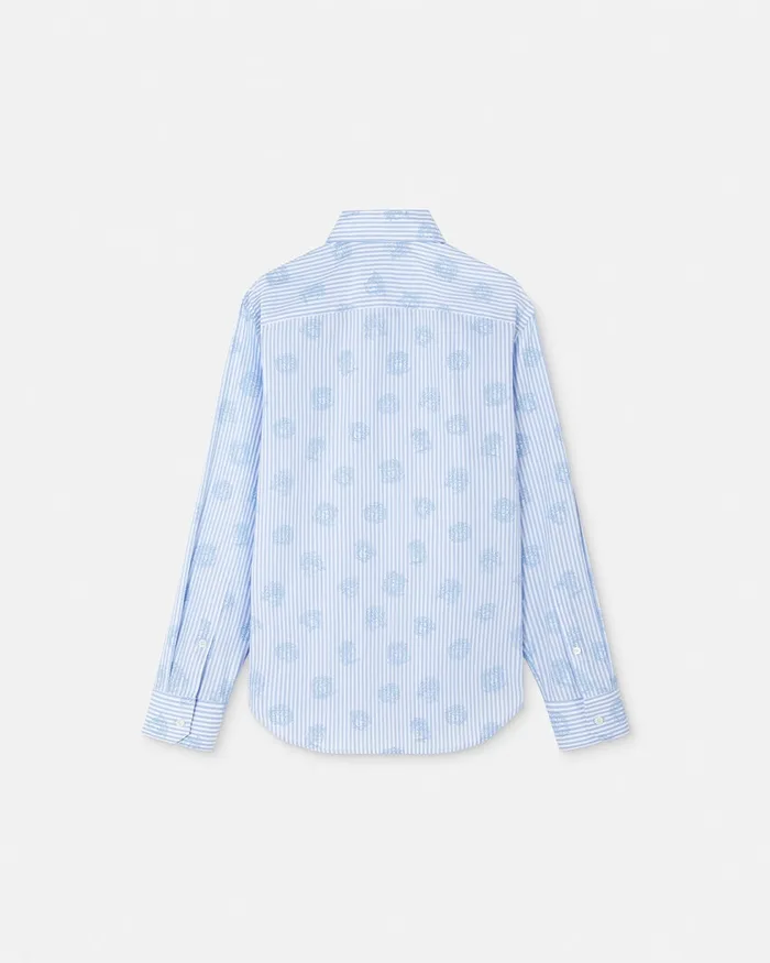 Versace Shirts Men Medusa Striped Shirt Light Blue