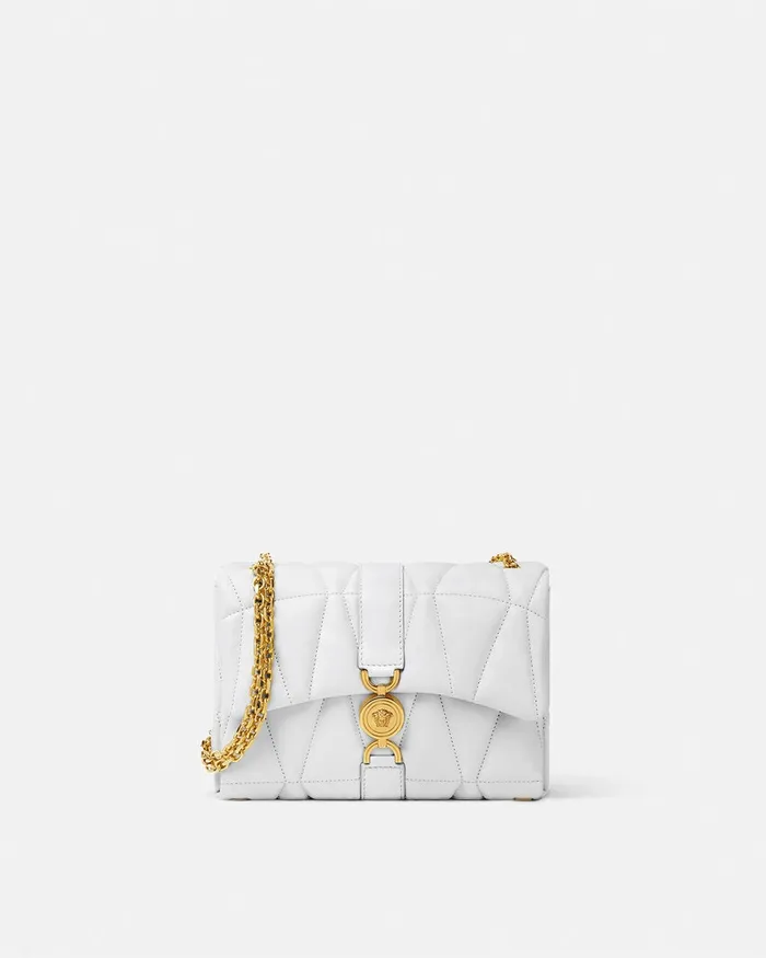 Versace Shoulder and Crossbody Women Kleio Quilted Shoulder Bag White