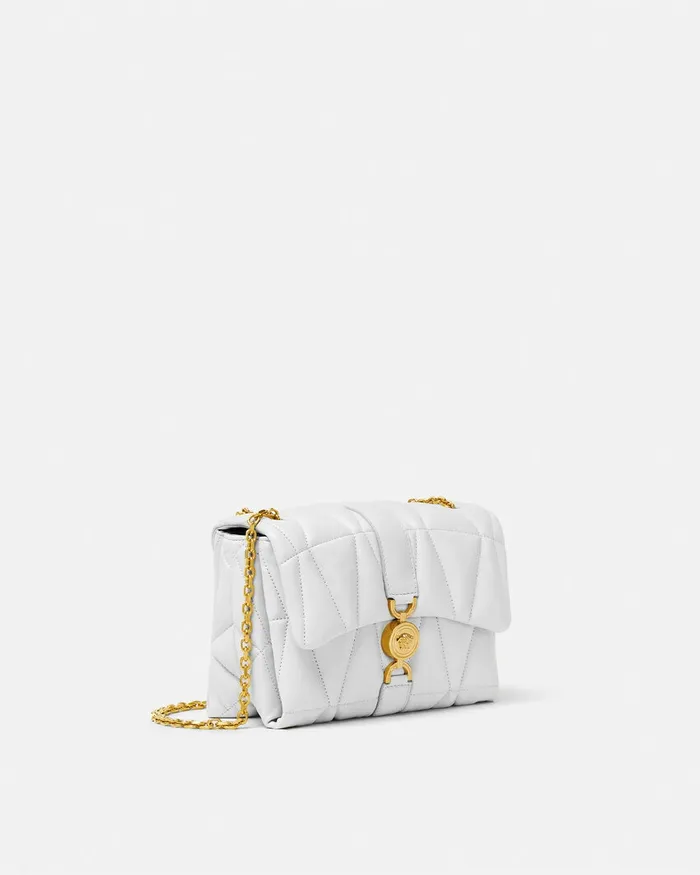 Versace Shoulder and Crossbody Women Kleio Quilted Shoulder Bag White