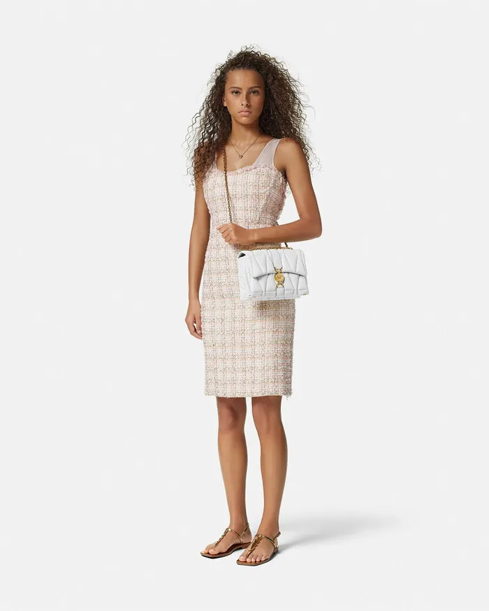 Versace Shoulder and Crossbody Women Kleio Quilted Shoulder Bag White