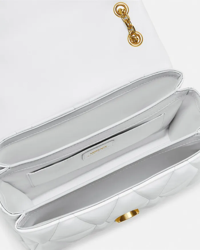 Versace Shoulder and Crossbody Women Kleio Quilted Shoulder Bag White