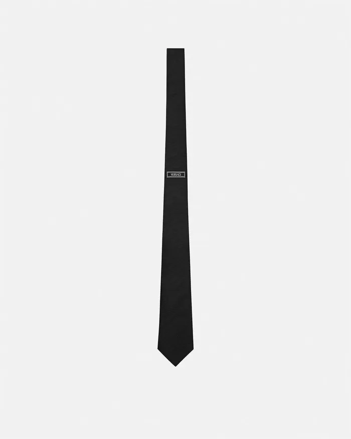 Versace Soft Accessories Men 90s Vintage Logo Silk Tie Black