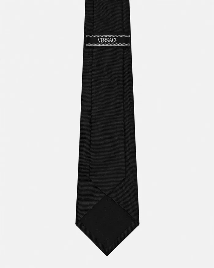 Versace Soft Accessories Men 90s Vintage Logo Silk Tie Black