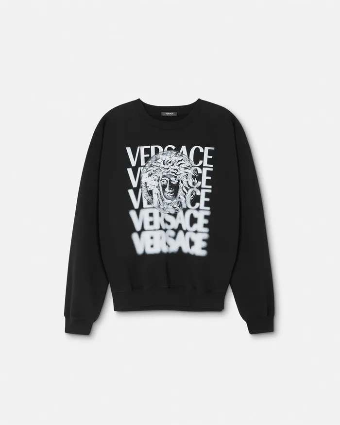 Versace Sweatshirts Men Medusa Medallion Sweatshirt Blackprint