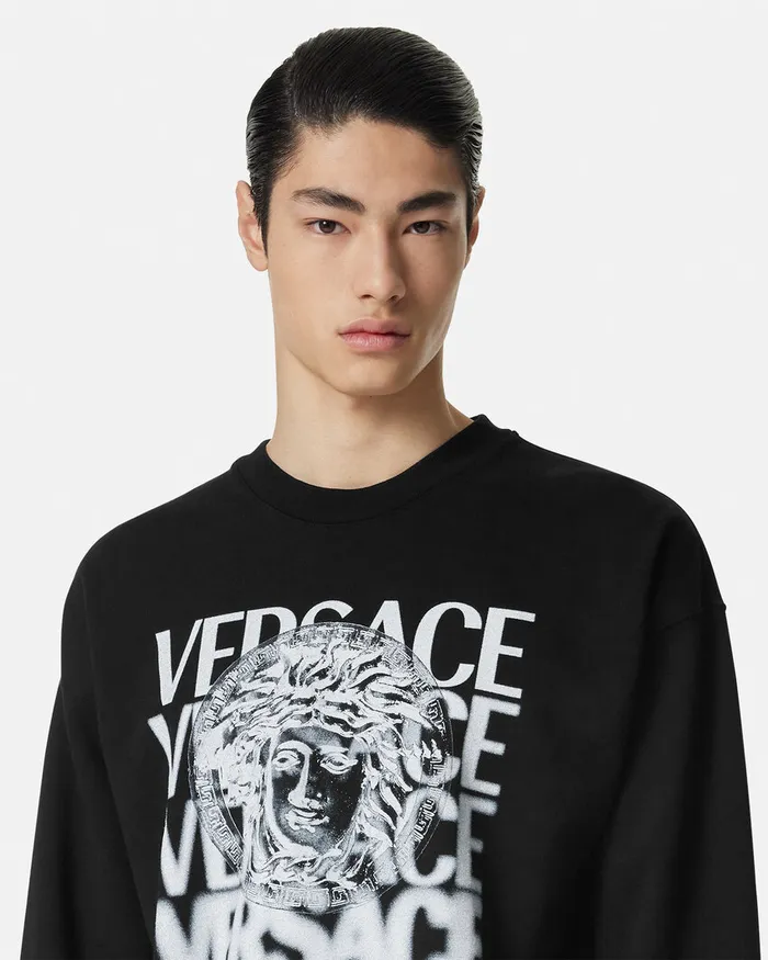 Versace Sweatshirts Men Medusa Medallion Sweatshirt Blackprint