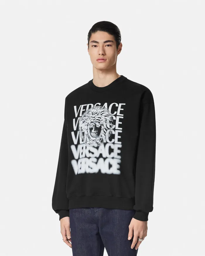 Versace Sweatshirts Men Medusa Medallion Sweatshirt Blackprint