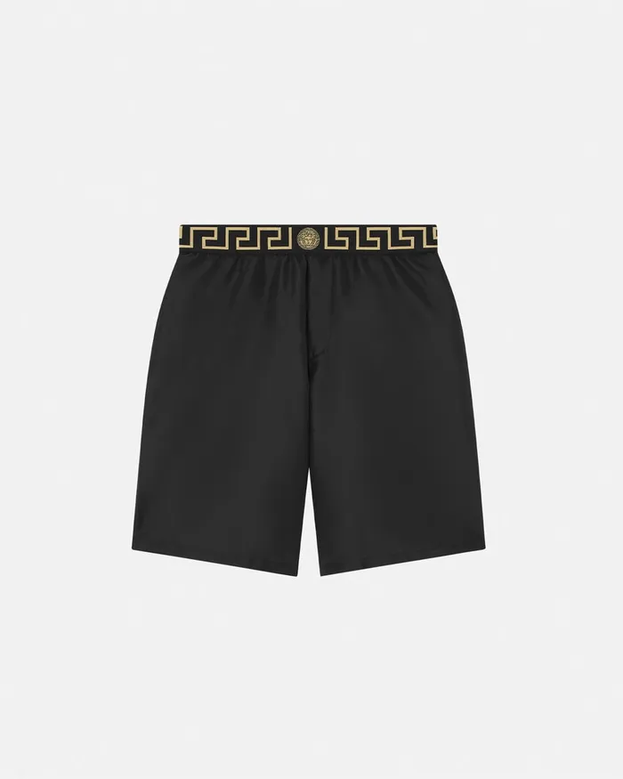 Versace Swimwear Men Greca Border Mid Boardshorts Black