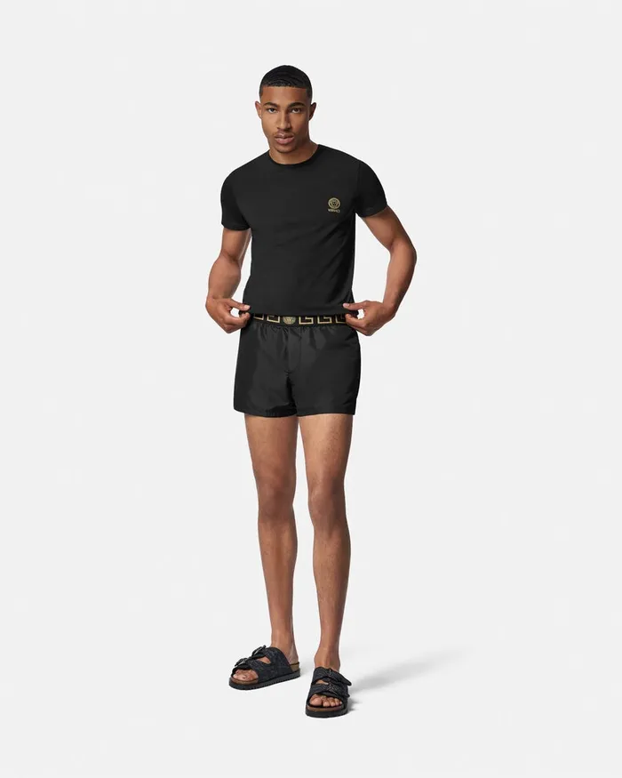 Versace Swimwear Men Greca Border Swim Shorts Black