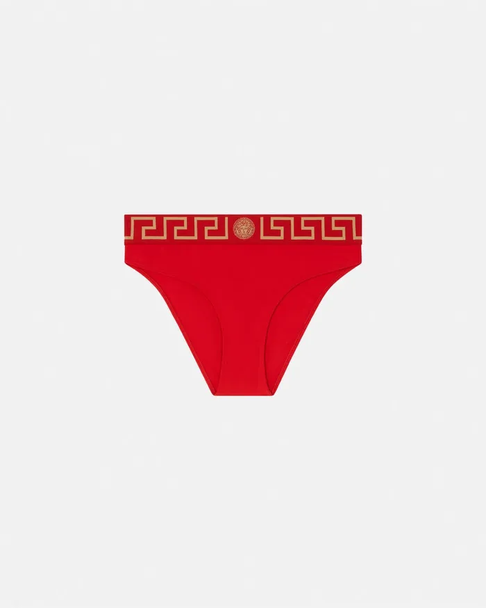 Versace Swimwear Women Greca Border Bikini Bottoms Red