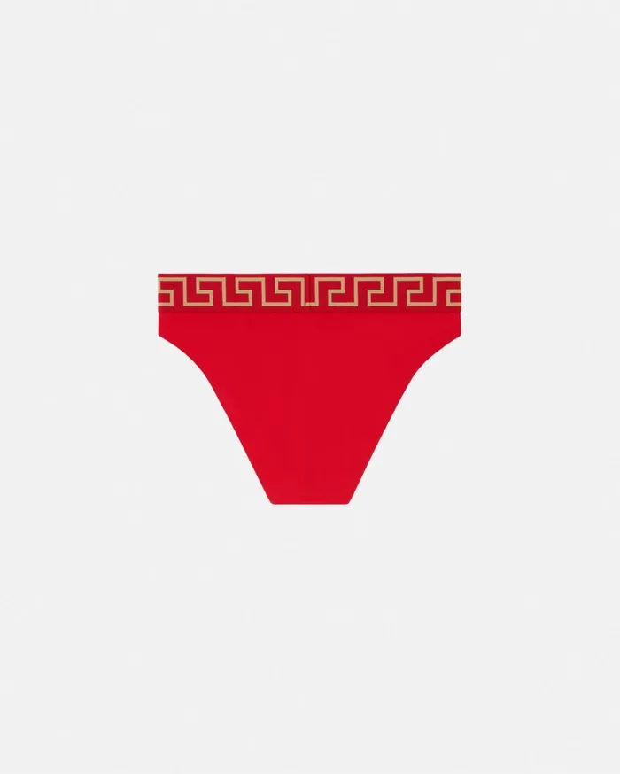 Versace Swimwear Women Greca Border Bikini Bottoms Red