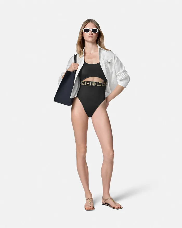 Versace Swimwear Women Greca Border OnePiece Swimsuit Black