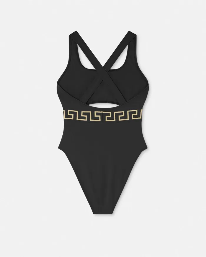 Versace Swimwear Women Greca Border OnePiece Swimsuit Black
