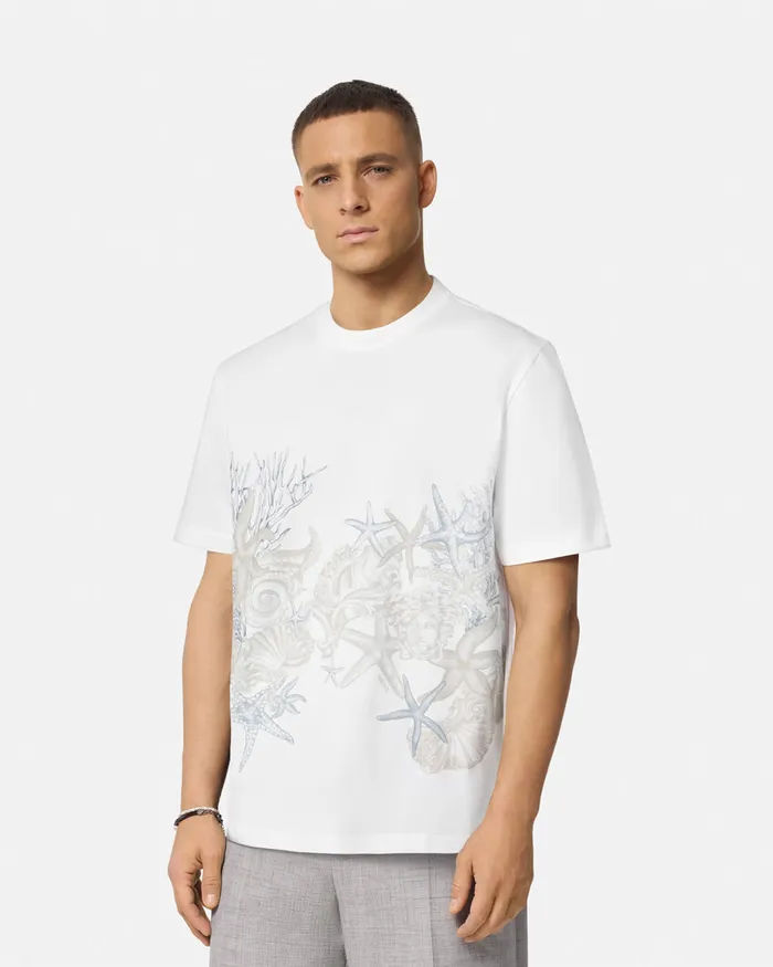 Versace TShirts and Polos Men Barocco Sea Graphic TShirt Whiteprint