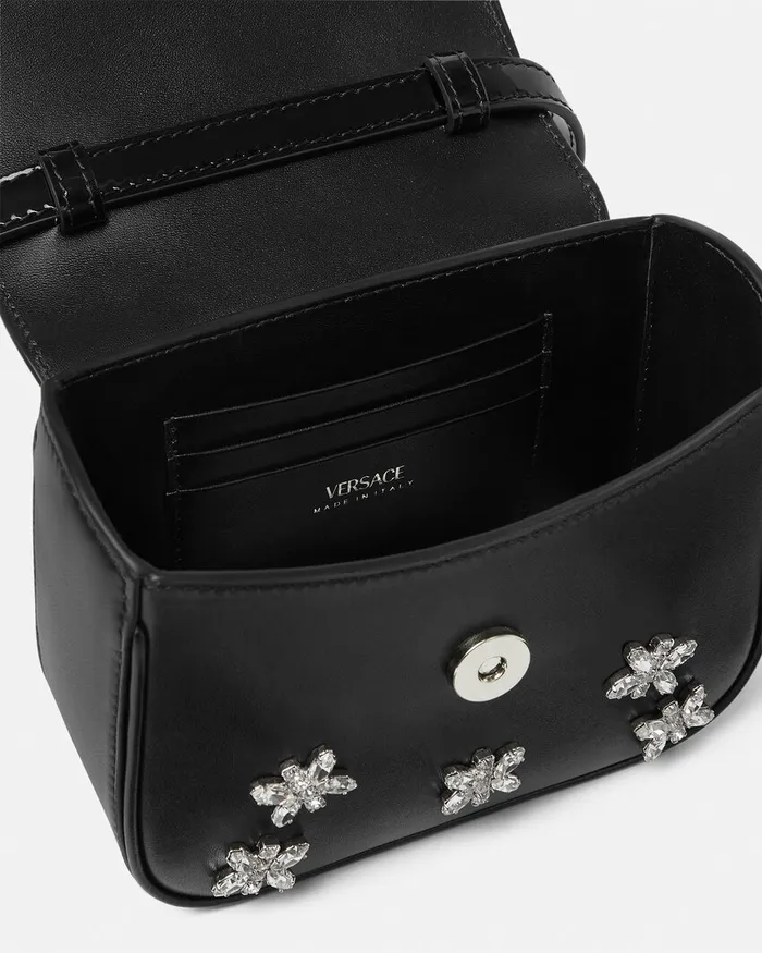 Versace Top Handle Women Crystal La Medusa Mini Bag Blacksilver