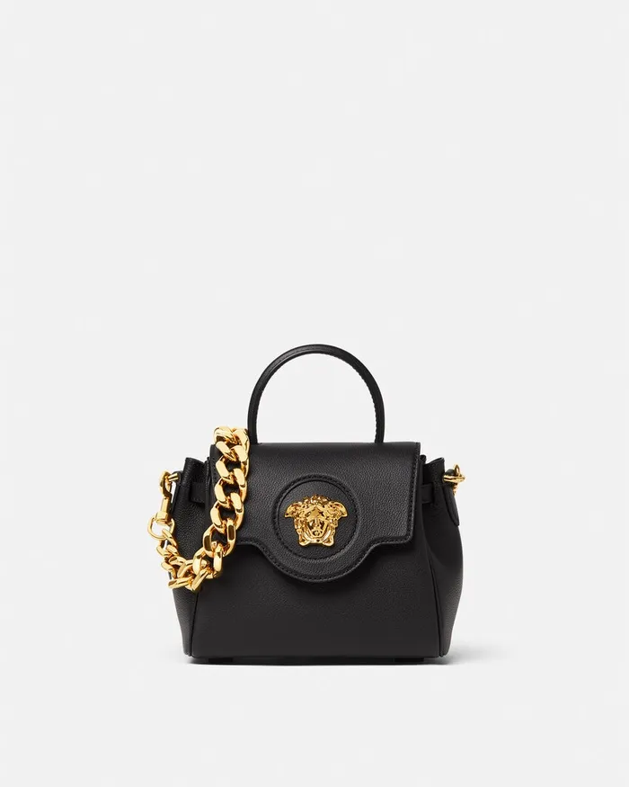 Versace Top Handle Women La Medusa Small Handbag Black