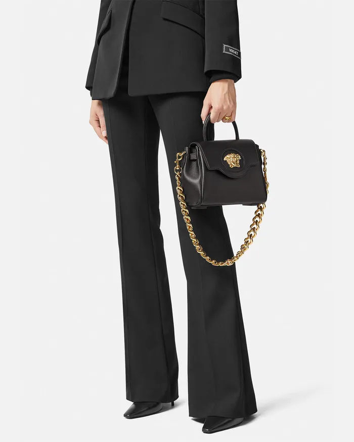 Versace Top Handle Women La Medusa Small Handbag Black