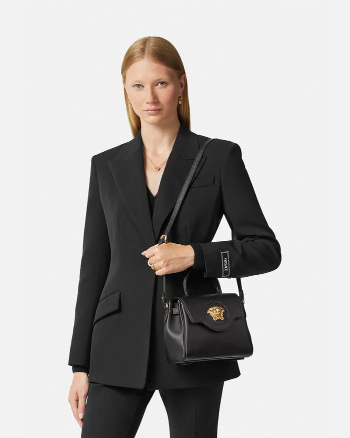 Versace Top Handle Women La Medusa Small Handbag Black
