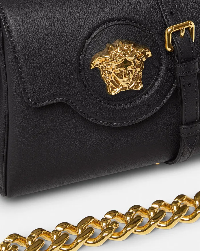 Versace Top Handle Women La Medusa Small Handbag Black