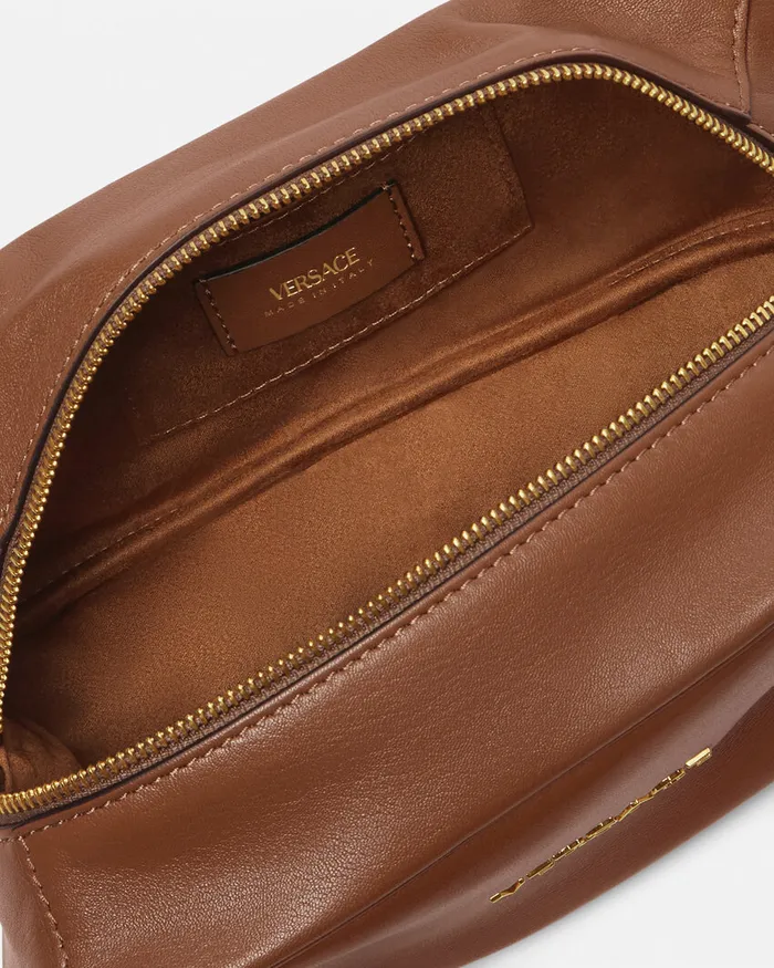 Versace Top Handle WomenMen Tag Bowling Shoulder Bag Brown
