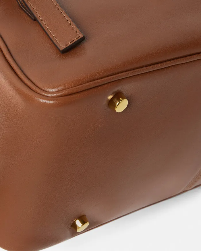 Versace Top Handle WomenMen Tag Bowling Shoulder Bag Brown