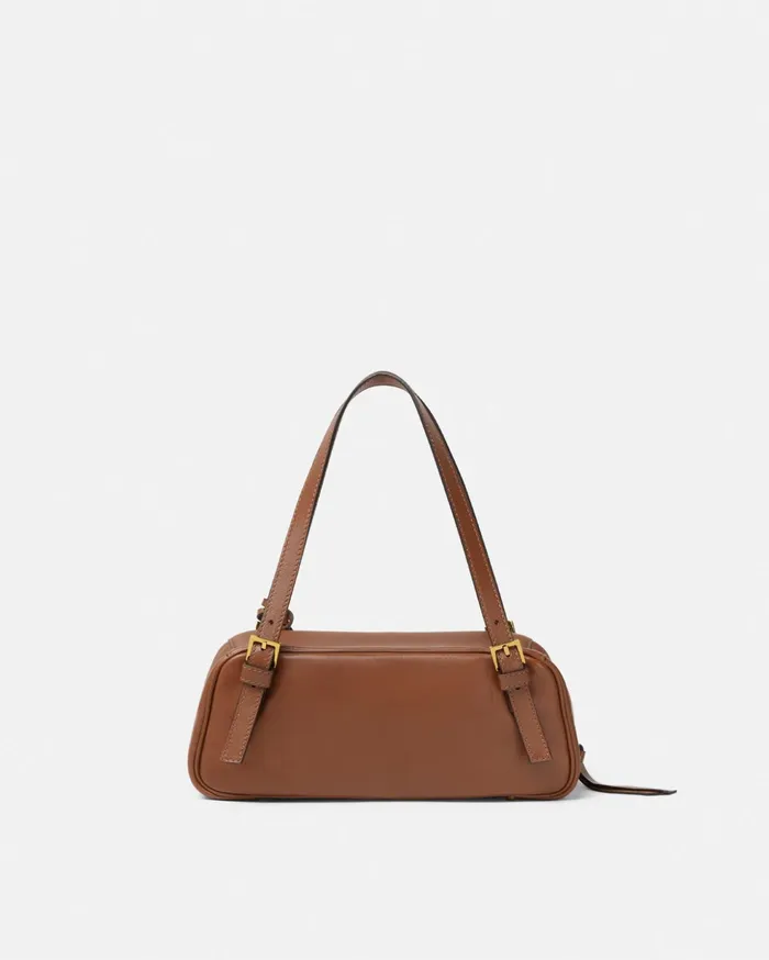 Versace Top Handle WomenMen Tag Bowling Shoulder Bag Brown