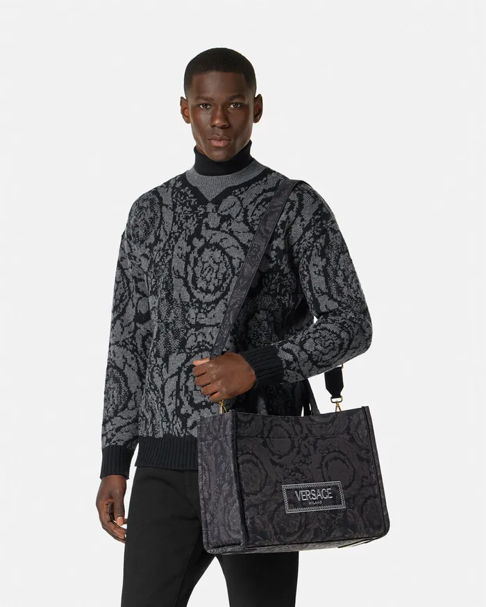 Versace Totes WomenMen Barocco Athena Medium Tote Bag Blackprint