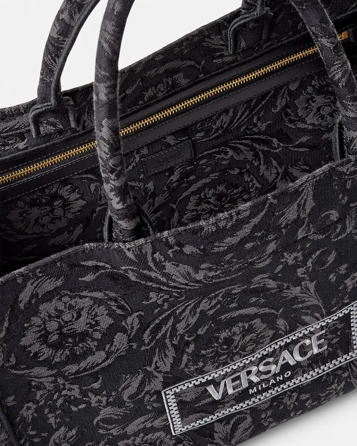 Versace Totes WomenMen Barocco Athena Medium Tote Bag Blackprint