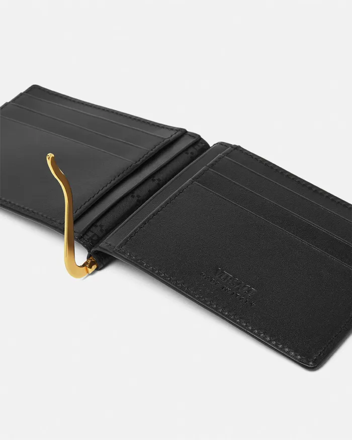 Versace Wallets Men Medusa Biggie Bifold Clip Wallet Blackgold