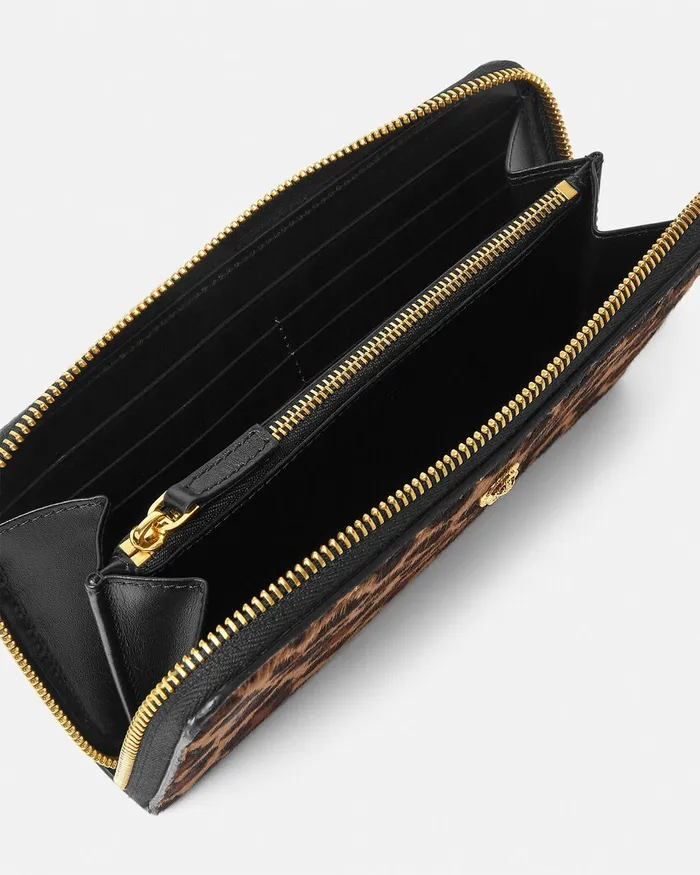Versace Wallets MenWomen Leopard Medusa Biggie Long Wallet Animalier