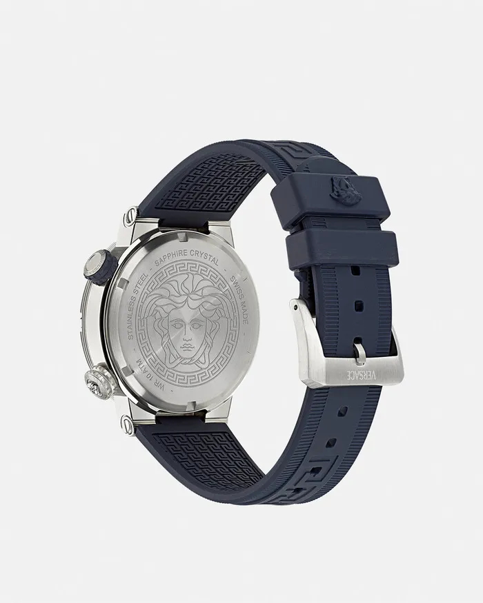 Versace Watches Men Greca Logo Diver Watch Bluesilver